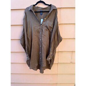 Gap Brown 100% Linen Tunic Blouse